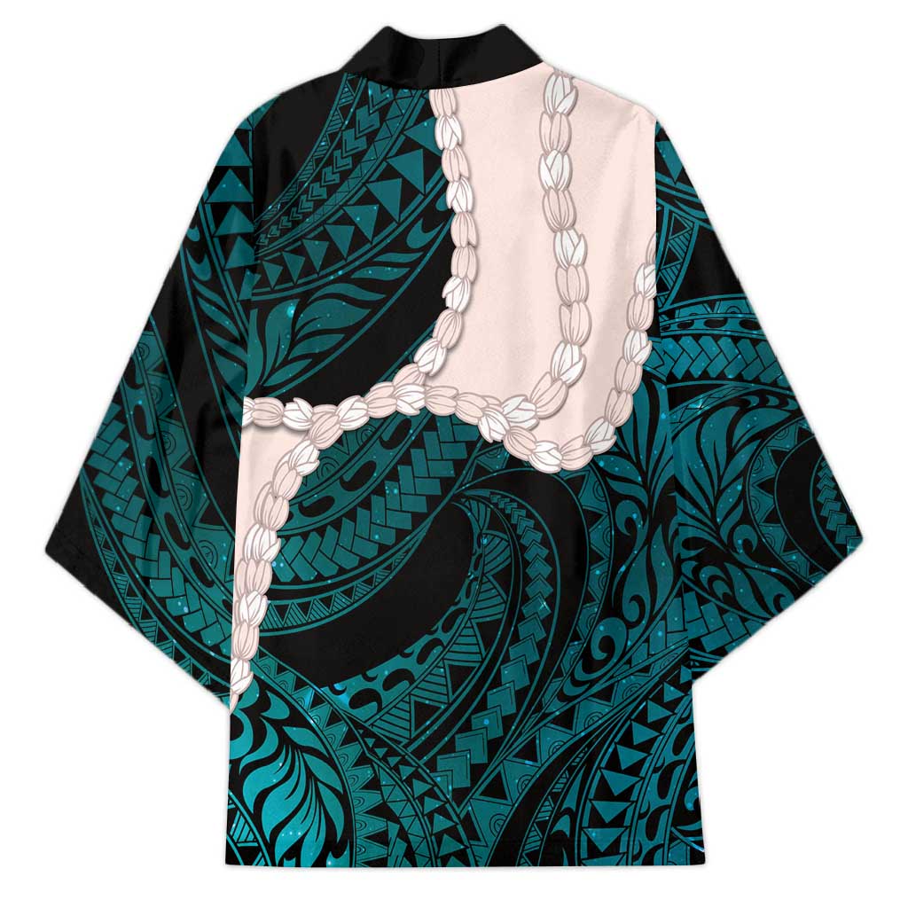 Teal Galaxy Polynesia Tribal Octopus Tattoo Kimono Pikake Lei Polynesian Pattern LT14 - Polynesian Pride