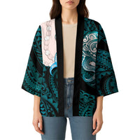 Teal Galaxy Polynesia Tribal Octopus Tattoo Kimono Pikake Lei Polynesian Pattern LT14 - Polynesian Pride