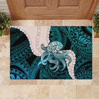 Teal Galaxy Polynesia Tribal Octopus Tattoo Rubber Doormat Pikake Lei Polynesian Pattern LT14 Teal - Polynesian Pride