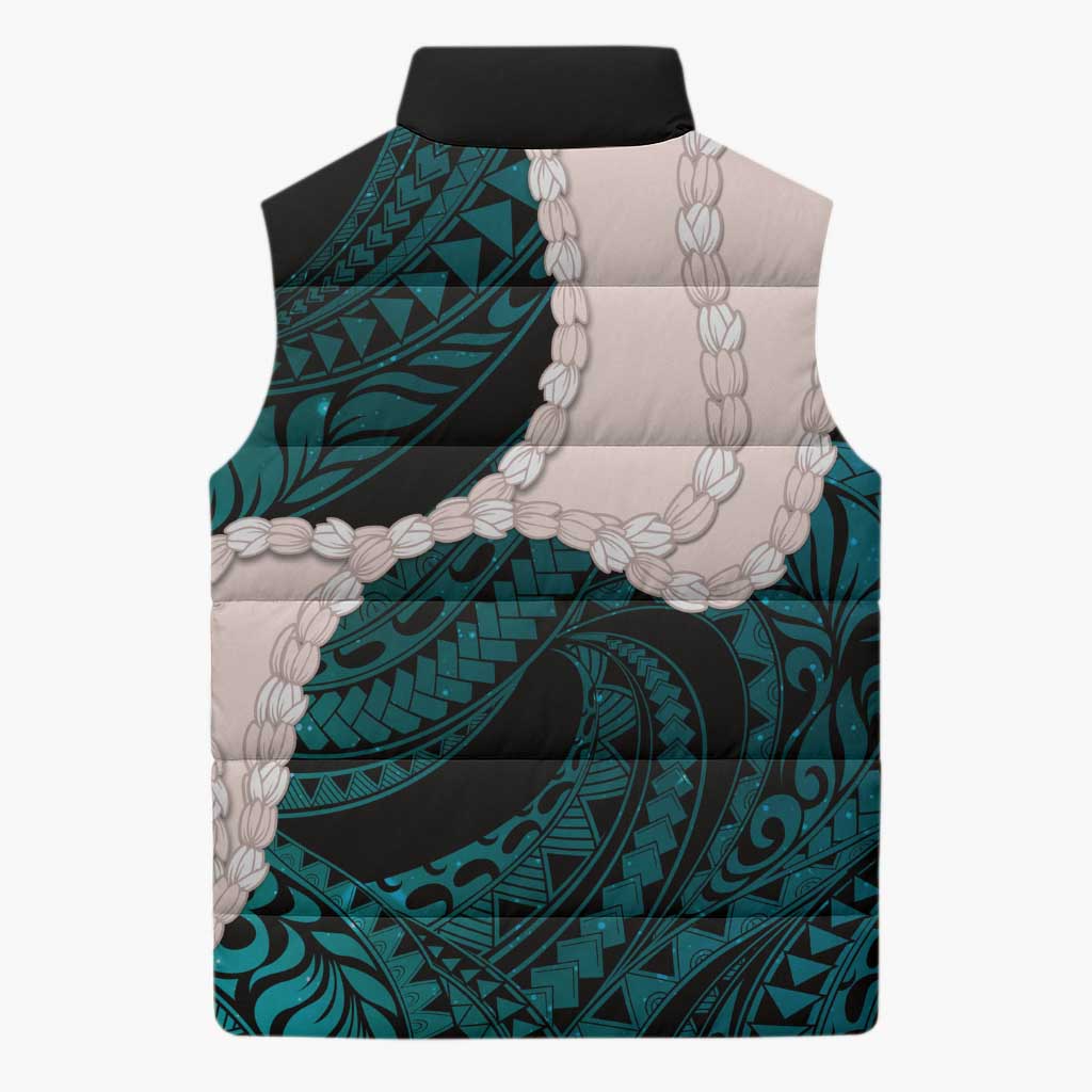 Teal Galaxy Polynesia Tribal Octopus Tattoo Sleeveless Puffer Jacket Pikake Lei Polynesian Pattern LT14 - Polynesian Pride