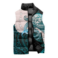 Teal Galaxy Polynesia Tribal Octopus Tattoo Sleeveless Puffer Jacket Pikake Lei Polynesian Pattern LT14 - Polynesian Pride