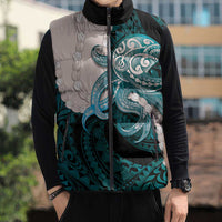 Teal Galaxy Polynesia Tribal Octopus Tattoo Sleeveless Puffer Jacket Pikake Lei Polynesian Pattern LT14 - Polynesian Pride
