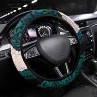 Teal Galaxy Polynesia Tribal Octopus Tattoo Steering Wheel Cover Pikake Lei Polynesian Pattern LT14 Universal Fit Teal - Polynesian Pride