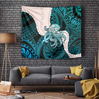 Teal Galaxy Polynesia Tribal Octopus Tattoo Tapestry Pikake Lei Polynesian Pattern LT14 Teal - Polynesian Pride