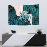 Teal Galaxy Polynesia Tribal Octopus Tattoo Tapestry Pikake Lei Polynesian Pattern LT14 - Polynesian Pride