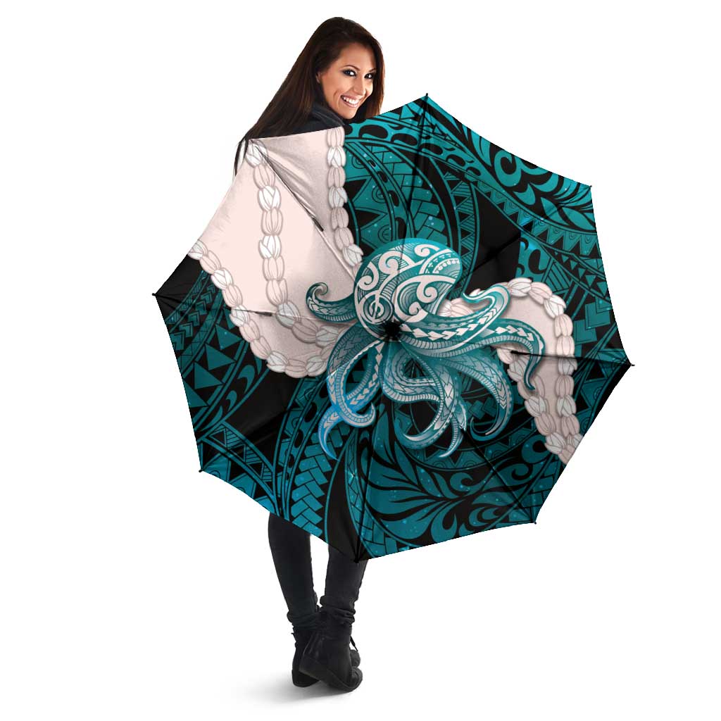 Teal Galaxy Polynesia Tribal Octopus Tattoo Umbrella Pikake Lei Polynesian Pattern LT14 - Polynesian Pride