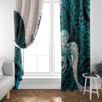 Teal Galaxy Polynesia Tribal Octopus Tattoo Window Curtain Pikake Lei Polynesian Pattern LT14 - Polynesian Pride