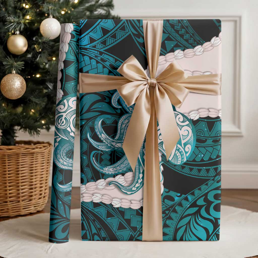 Teal Galaxy Polynesia Tribal Octopus Tattoo Wrapping Paper Pikake Lei Polynesian Pattern LT14 - Polynesian Pride