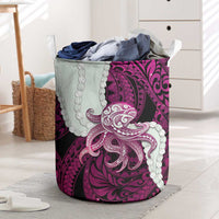 Pink Galaxy Polynesia Tribal Octopus Tattoo Laundry Basket Pikake Lei Polynesian Pattern LT14 Pink - Polynesian Pride