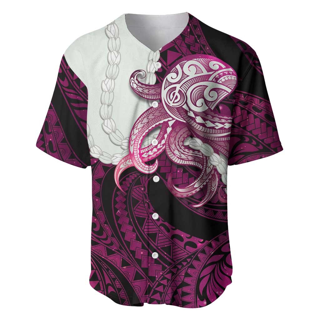 Pink Galaxy Polynesia Tribal Octopus Tattoo Baseball Jersey Pikake Lei Polynesian Pattern LT14 Pink - Polynesian Pride