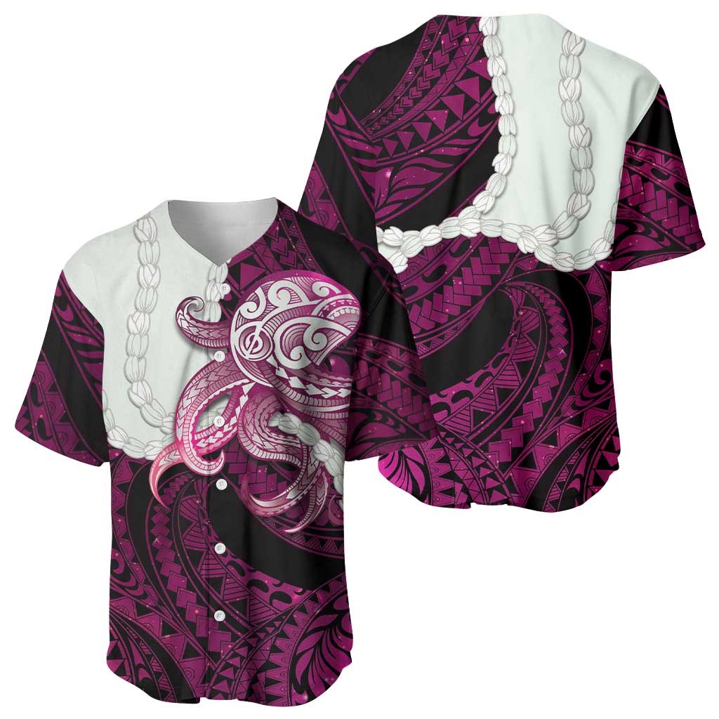 Pink Galaxy Polynesia Tribal Octopus Tattoo Baseball Jersey Pikake Lei Polynesian Pattern LT14 - Polynesian Pride