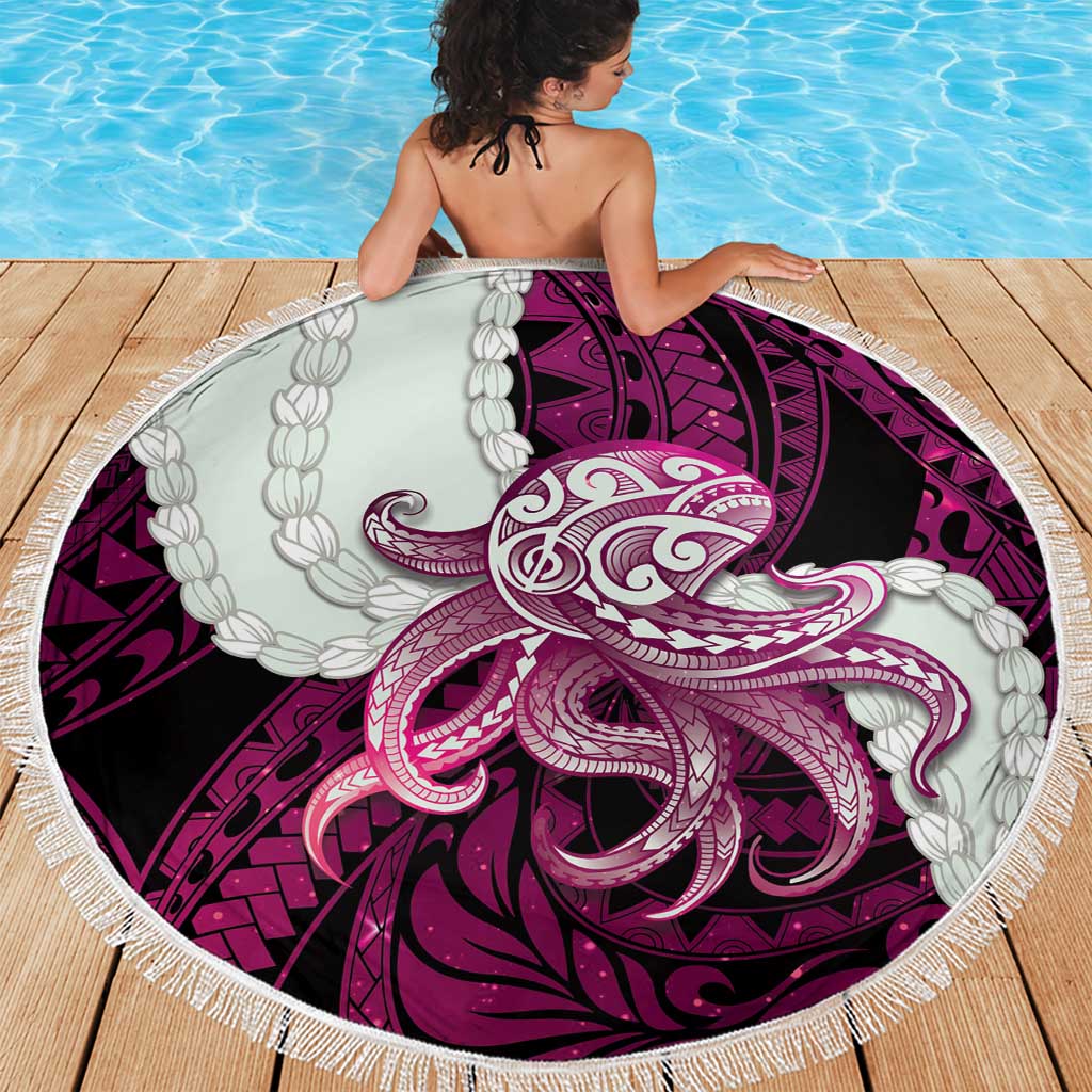Pink Galaxy Polynesia Tribal Octopus Tattoo Beach Blanket Pikake Lei Polynesian Pattern LT14 - Polynesian Pride