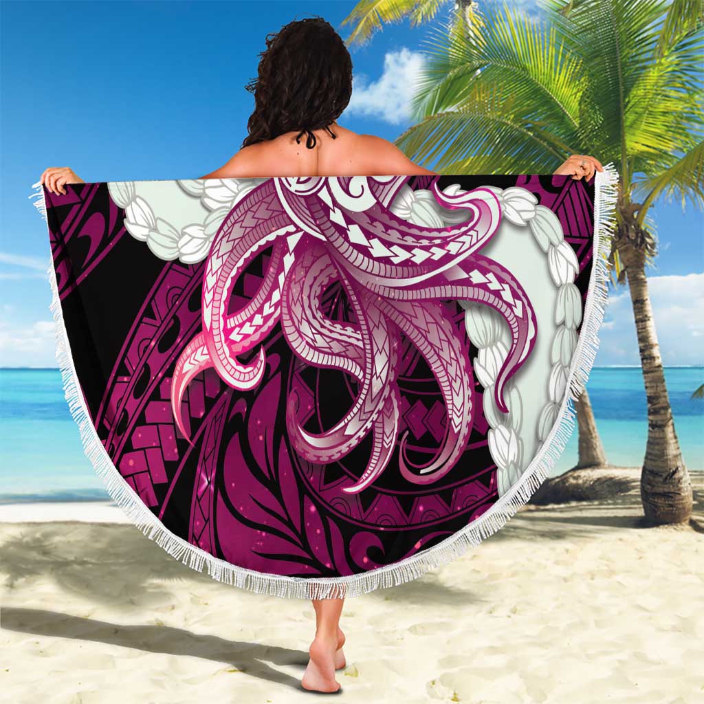 Pink Galaxy Polynesia Tribal Octopus Tattoo Beach Blanket Pikake Lei Polynesian Pattern LT14 - Polynesian Pride