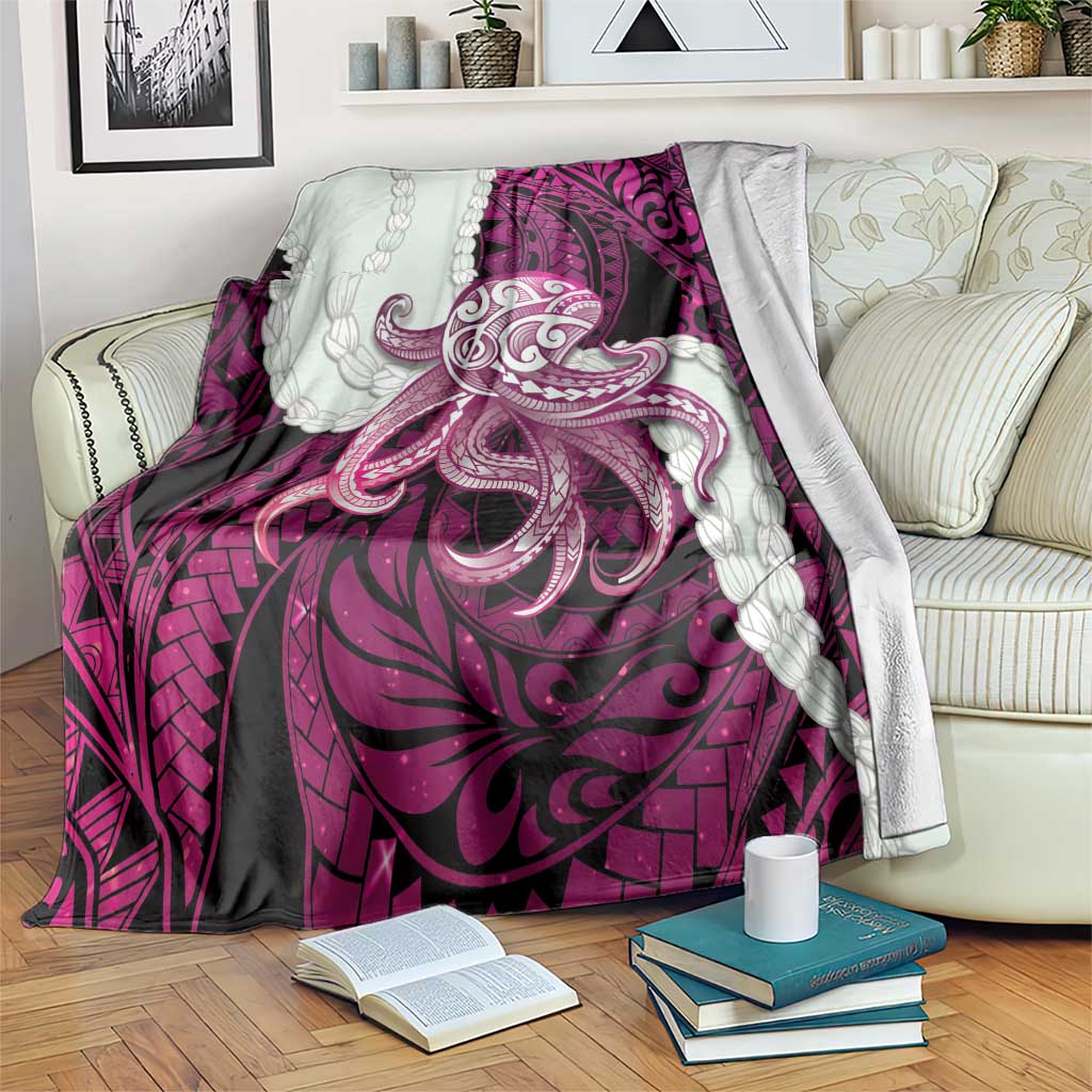 Pink Galaxy Polynesia Tribal Octopus Tattoo Blanket Pikake Lei Polynesian Pattern LT14 Pink - Polynesian Pride