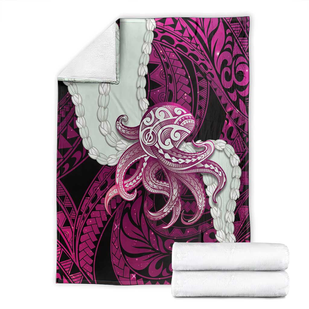 Pink Galaxy Polynesia Tribal Octopus Tattoo Blanket Pikake Lei Polynesian Pattern LT14 - Polynesian Pride