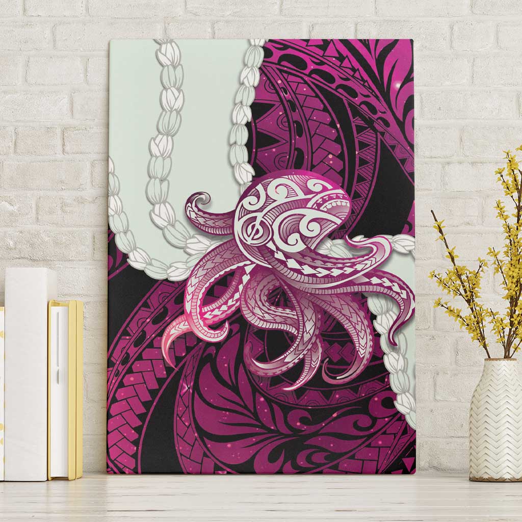 Pink Galaxy Polynesia Tribal Octopus Tattoo Canvas Wall Art Pikake Lei Polynesian Pattern LT14 Without Frame Pink - Polynesian Pride
