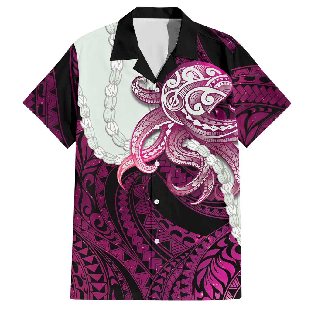 Pink Galaxy Polynesia Tribal Octopus Tattoo Hawaiian Shirt Pikake Lei Polynesian Pattern LT14 Pink - Polynesian Pride