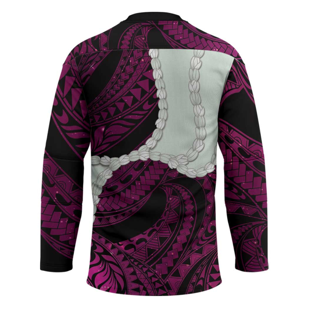 Pink Galaxy Polynesia Tribal Octopus Tattoo Hockey Jersey Pikake Lei Polynesian Pattern LT14 - Polynesian Pride