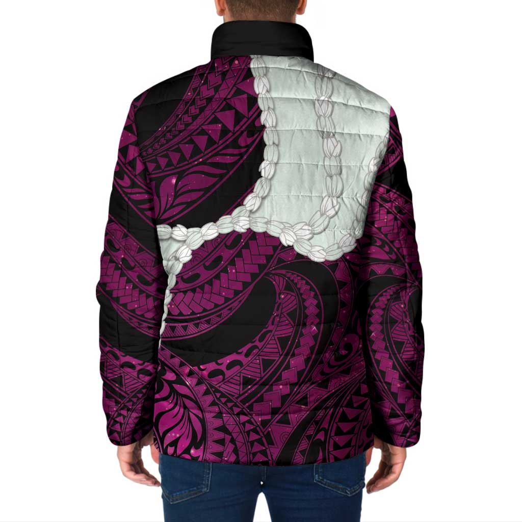 Pink Galaxy Polynesia Tribal Octopus Tattoo Padded Jacket Pikake Lei Polynesian Pattern LT14 - Polynesian Pride