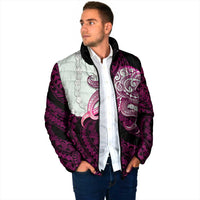 Pink Galaxy Polynesia Tribal Octopus Tattoo Padded Jacket Pikake Lei Polynesian Pattern LT14 - Polynesian Pride