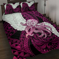 Pink Galaxy Polynesia Tribal Octopus Tattoo Quilt Bed Set Pikake Lei Polynesian Pattern LT14 Pink - Polynesian Pride