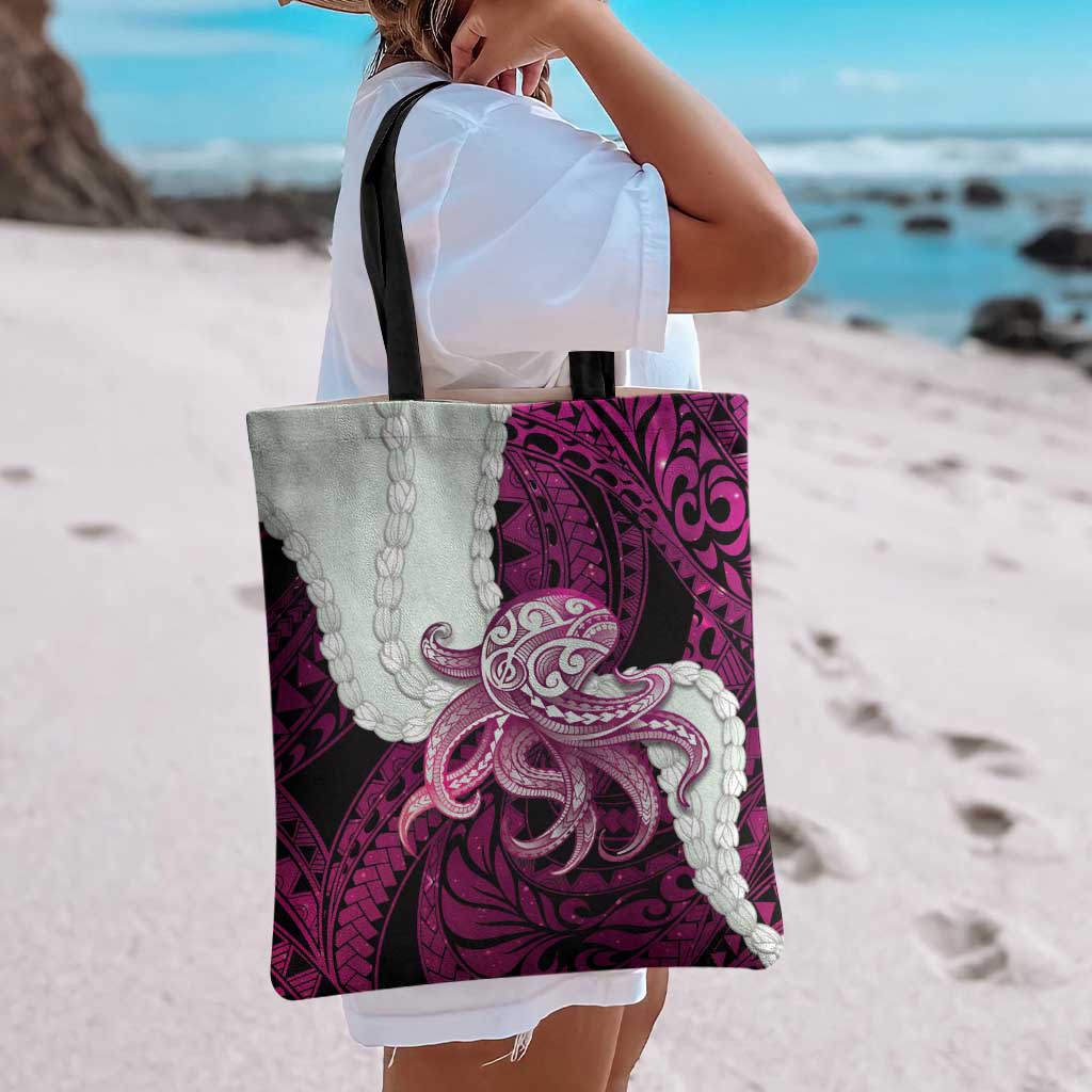 Pink Galaxy Polynesia Tribal Octopus Tattoo Tote Bag Pikake Lei Polynesian Pattern LT14 - Polynesian Pride