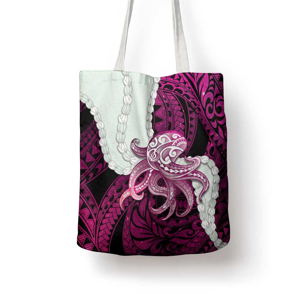 Pink Galaxy Polynesia Tribal Octopus Tattoo Tote Bag Pikake Lei Polynesian Pattern LT14 - Polynesian Pride