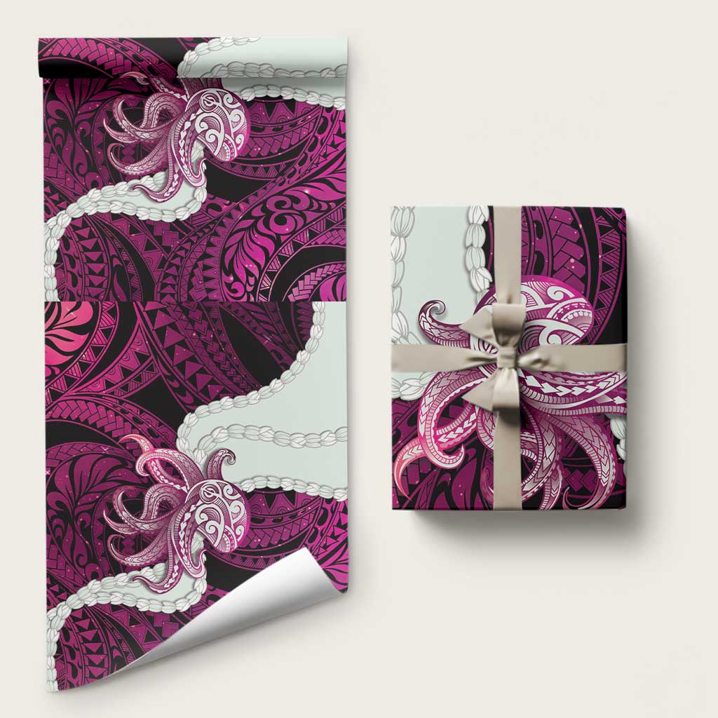 Pink Galaxy Polynesia Tribal Octopus Tattoo Wrapping Paper Pikake Lei Polynesian Pattern LT14 58" × 23" Pink - Polynesian Pride