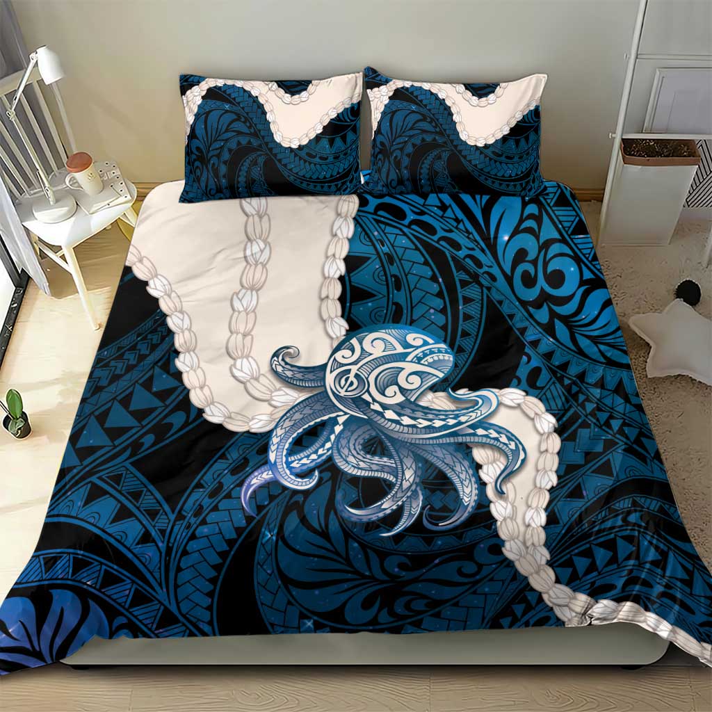 Blue Galaxy Polynesia Tribal Octopus Tattoo Bedding Set Pikake Lei Polynesian Pattern LT14 - Polynesian Pride