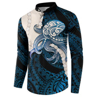 Blue Galaxy Polynesia Tribal Octopus Tattoo Button Sweatshirt Pikake Lei Polynesian Pattern LT14 - Polynesian Pride