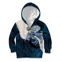 Blue Galaxy Polynesia Tribal Octopus Tattoo Kid Hoodie Pikake Lei Polynesian Pattern LT14 Zip Hoodie Blue - Polynesian Pride