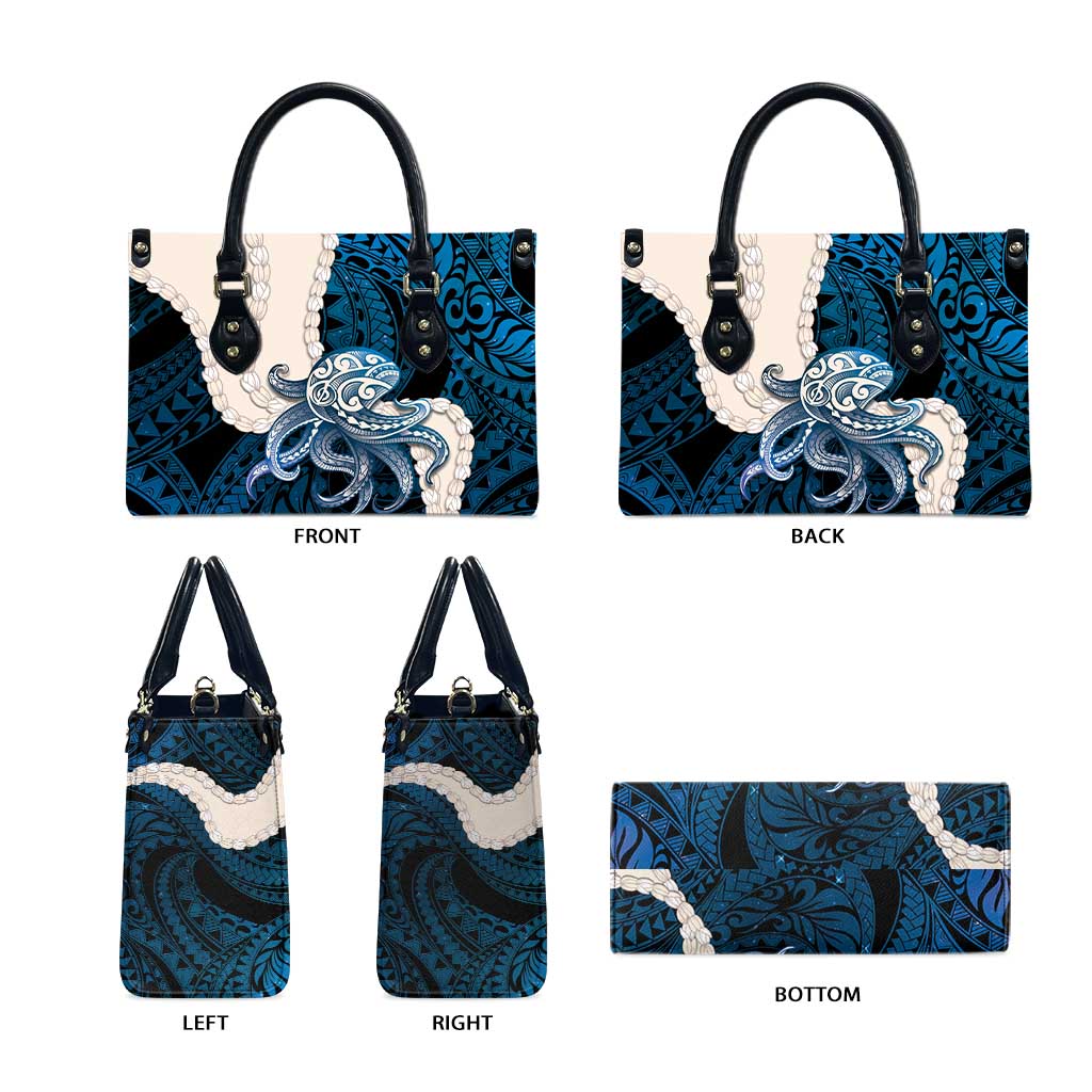 Blue Galaxy Polynesia Tribal Octopus Tattoo Leather Bag Pikake Lei Polynesian Pattern LT14 - Polynesian Pride