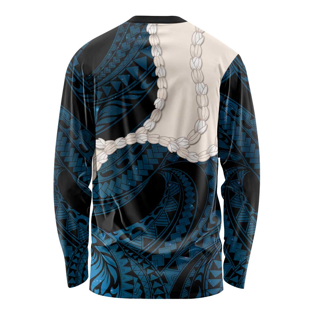 Blue Galaxy Polynesia Tribal Octopus Tattoo Long Sleeve Shirt Pikake Lei Polynesian Pattern LT14 - Polynesian Pride