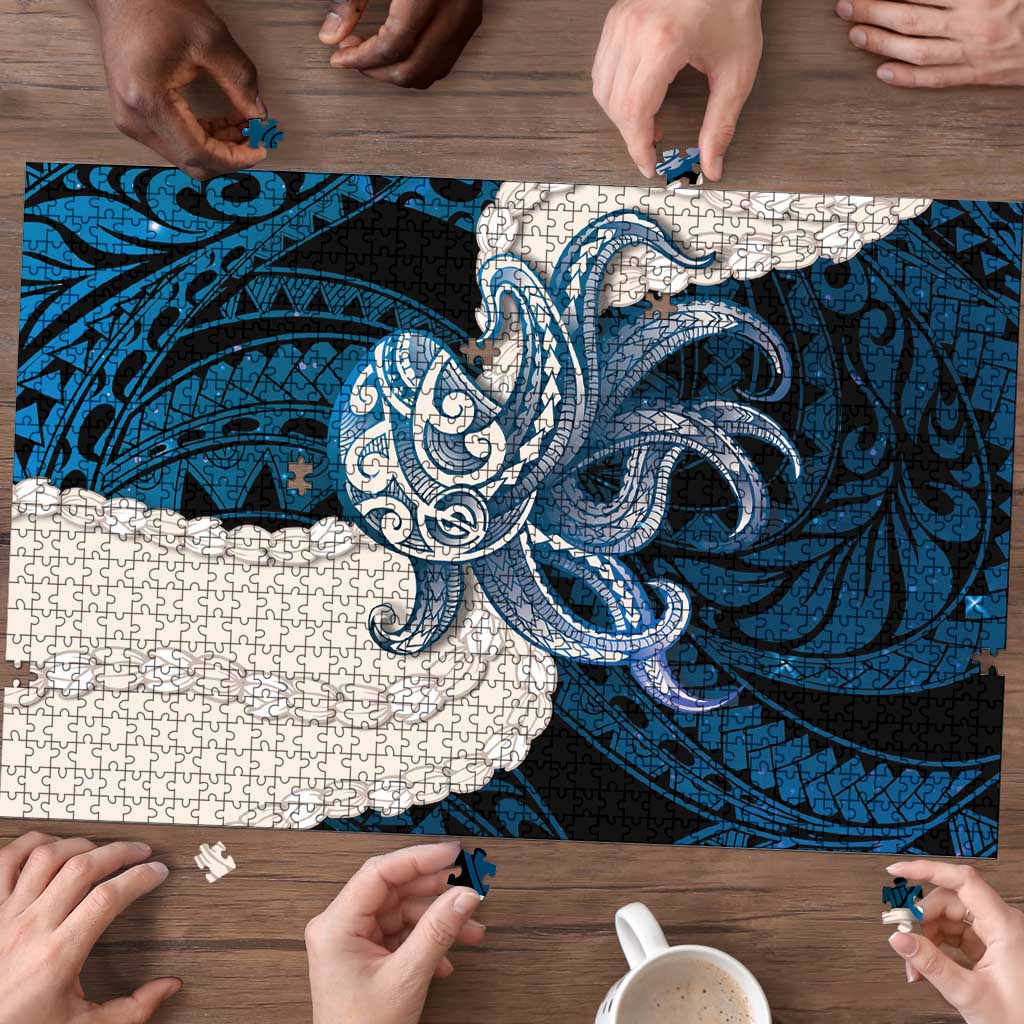 Blue Galaxy Polynesia Tribal Octopus Tattoo Puzzle Pikake Lei Polynesian Pattern LT14 - Polynesian Pride