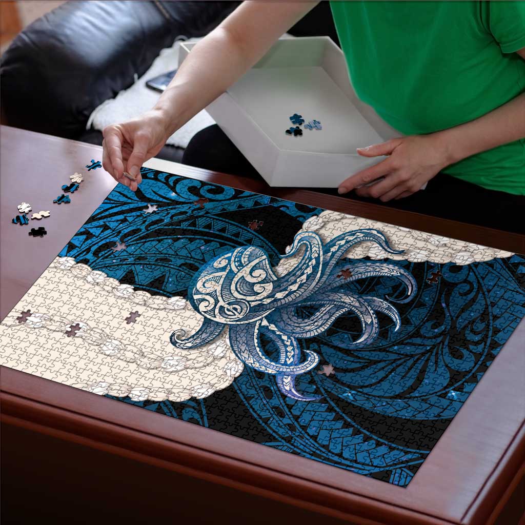 Blue Galaxy Polynesia Tribal Octopus Tattoo Puzzle Pikake Lei Polynesian Pattern LT14 - Polynesian Pride