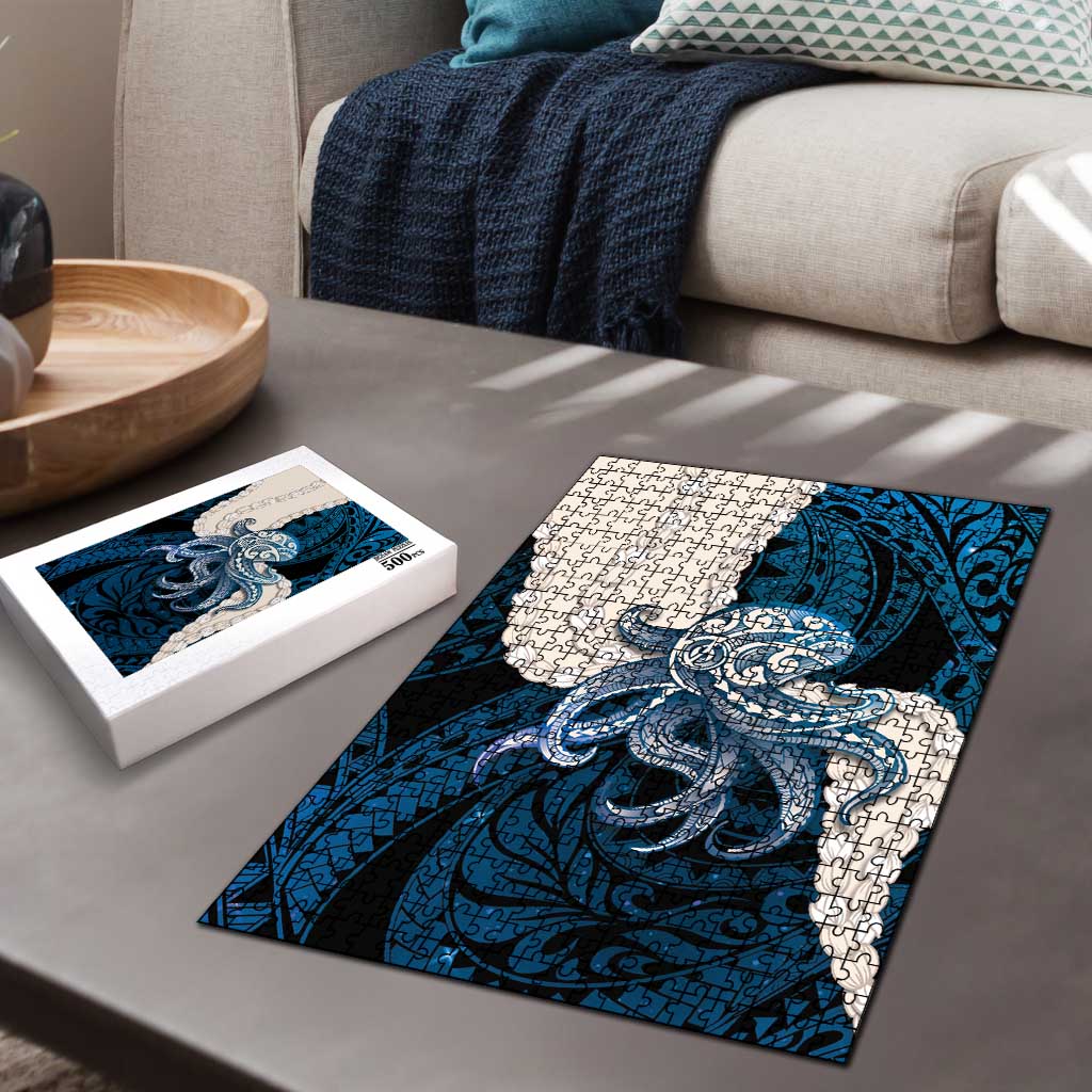 Blue Galaxy Polynesia Tribal Octopus Tattoo Puzzle Pikake Lei Polynesian Pattern LT14 - Polynesian Pride