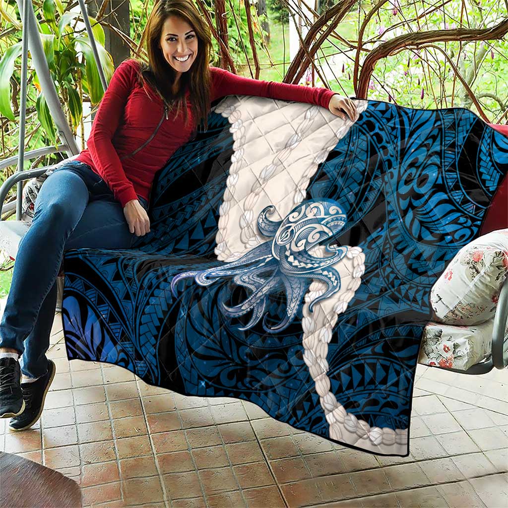 Blue Galaxy Polynesia Tribal Octopus Tattoo Quilt Pikake Lei Polynesian Pattern LT14 - Polynesian Pride