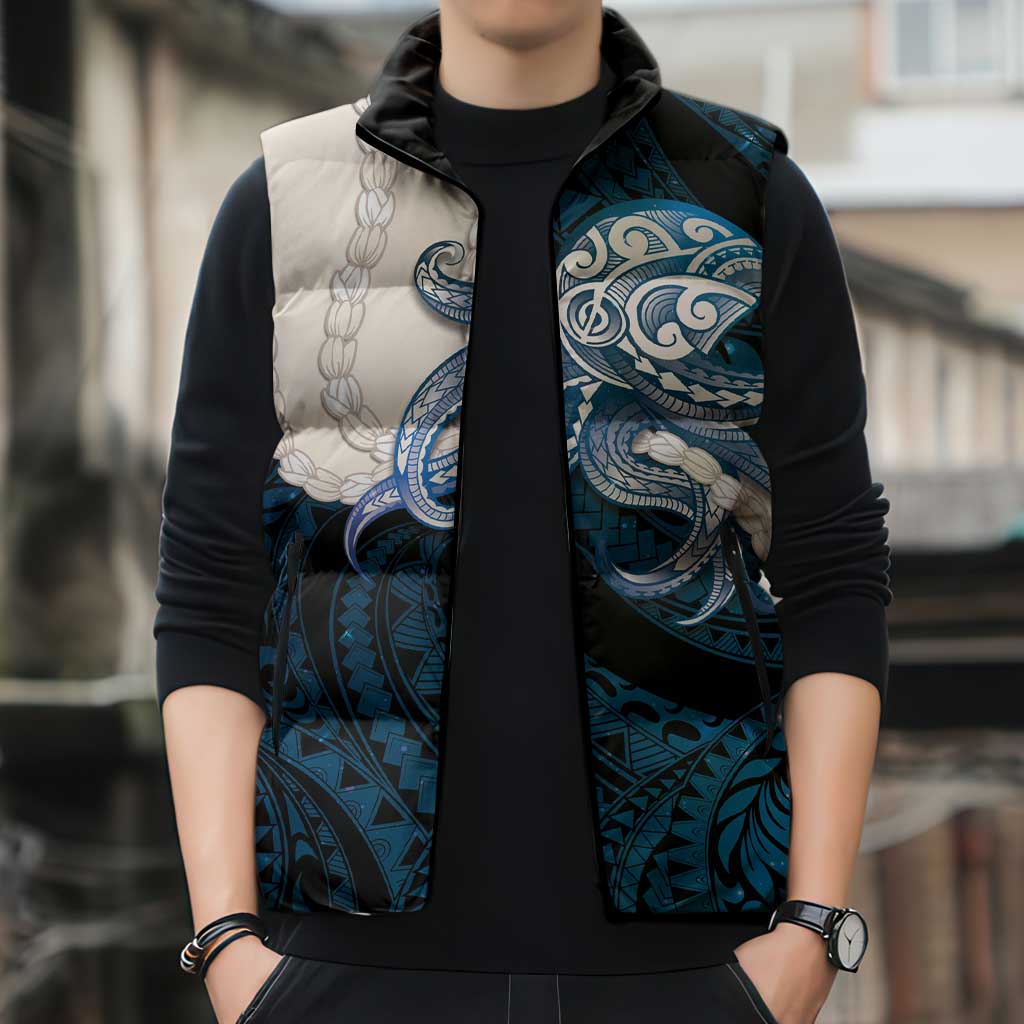 Blue Galaxy Polynesia Tribal Octopus Tattoo Sleeveless Puffer Jacket Pikake Lei Polynesian Pattern LT14 - Polynesian Pride