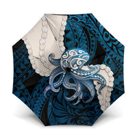 Blue Galaxy Polynesia Tribal Octopus Tattoo Umbrella Pikake Lei Polynesian Pattern LT14 One Size Folded 11.42 inch Opened Diameter 37.4 inch Blue - Polynesian Pride