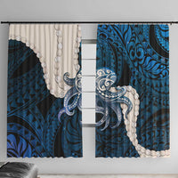 Blue Galaxy Polynesia Tribal Octopus Tattoo Window Curtain Pikake Lei Polynesian Pattern LT14 With Hooks Blue - Polynesian Pride