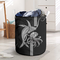 Kanaloa Aloha Hawaii Laundry Basket Humpback Whale Octopus Tattoo Kakau Pattern LT14 Black - Polynesian Pride