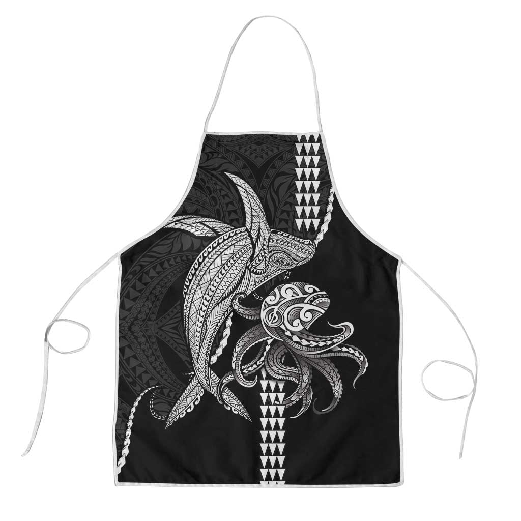 Kanaloa Aloha Hawaii Apron Humpback Whale Octopus Tattoo Kakau Pattern LT14 Black - Polynesian Pride