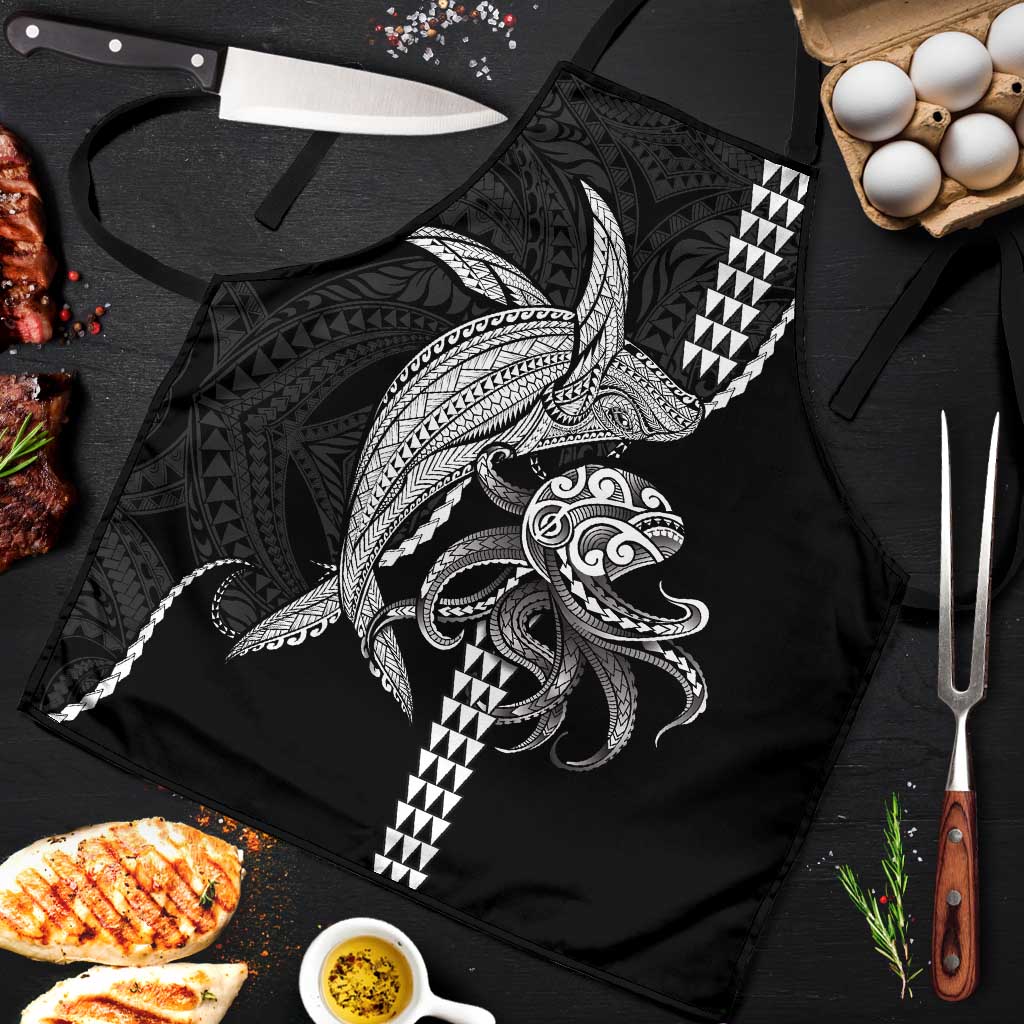 Kanaloa Aloha Hawaii Apron Humpback Whale Octopus Tattoo Kakau Pattern LT14 Black - Polynesian Pride