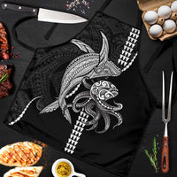 Kanaloa Aloha Hawaii Apron Humpback Whale Octopus Tattoo Kakau Pattern LT14 Black - Polynesian Pride