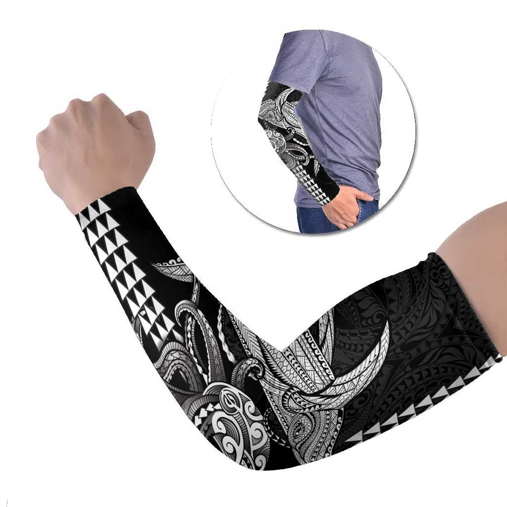 Kanaloa Aloha Hawaii Arm Sleeves Humpback Whale Octopus Tattoo Kakau Pattern LT14 Set of 2 Black - Polynesian Pride