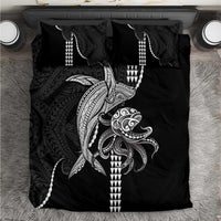 Kanaloa Aloha Hawaii Bedding Set Humpback Whale Octopus Tattoo Kakau Pattern LT14 Black - Polynesian Pride