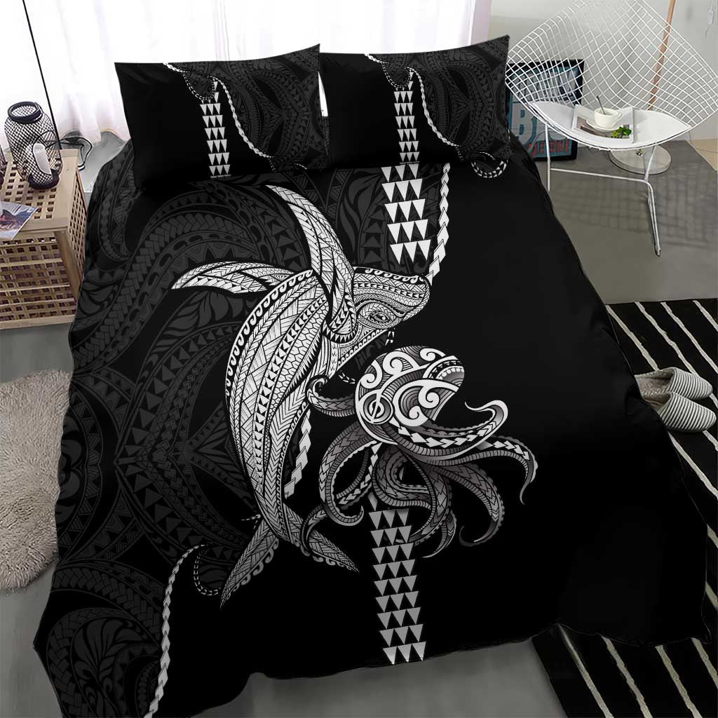 Kanaloa Aloha Hawaii Bedding Set Humpback Whale Octopus Tattoo Kakau Pattern LT14 - Polynesian Pride