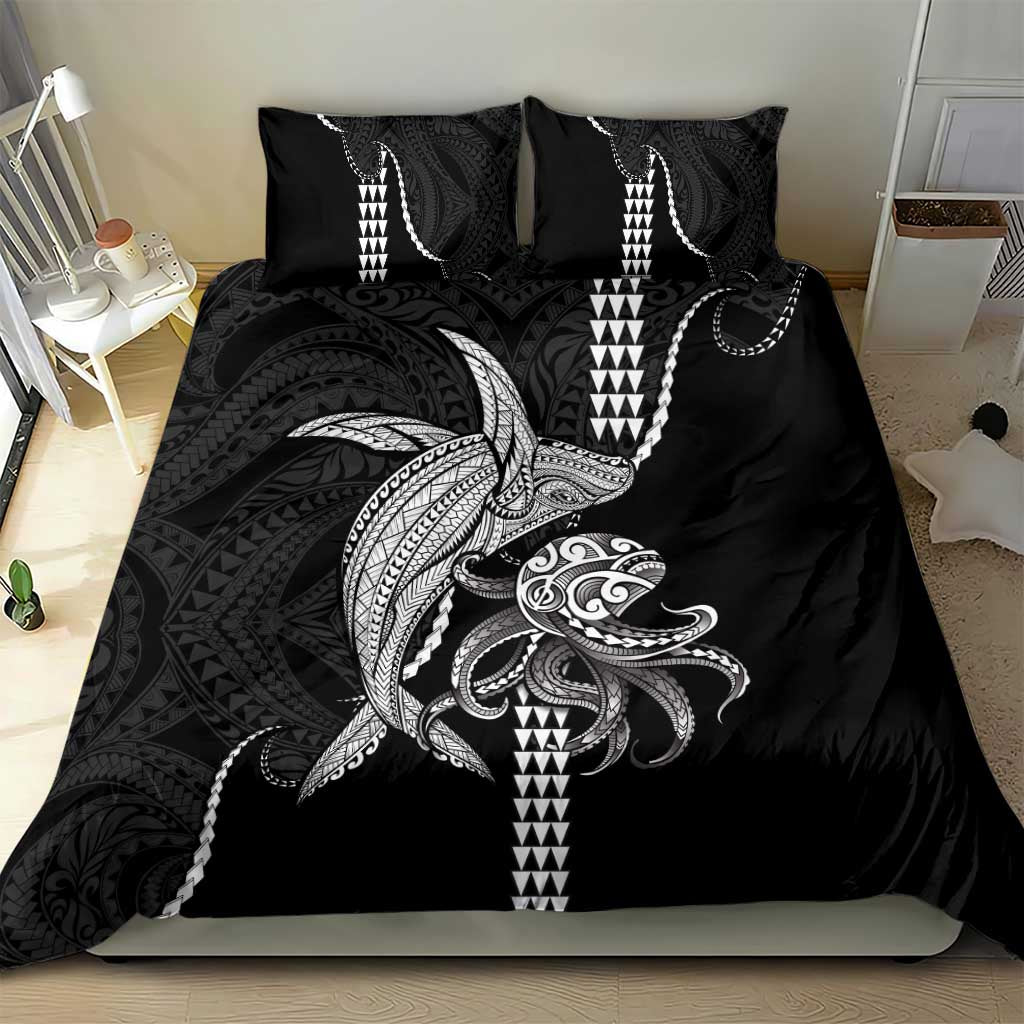 Kanaloa Aloha Hawaii Bedding Set Humpback Whale Octopus Tattoo Kakau Pattern LT14 - Polynesian Pride