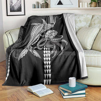 Kanaloa Aloha Hawaii Blanket Humpback Whale Octopus Tattoo Kakau Pattern LT14 Black - Polynesian Pride