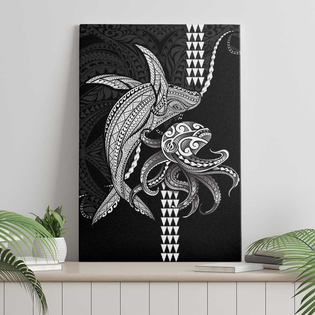 Kanaloa Aloha Hawaii Canvas Wall Art Humpback Whale Octopus Tattoo Kakau Pattern LT14 - Polynesian Pride